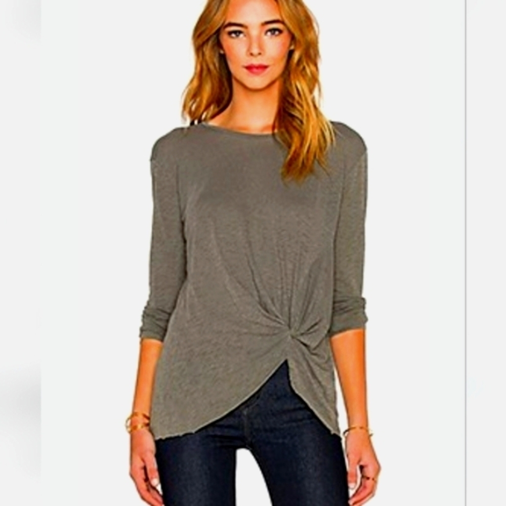 Botanique Gray Twist Front 3/4 Sleeve Top Size Small